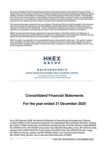 Thumbnail Hong Kong Exchanges & Clearing Financial Statement 2025