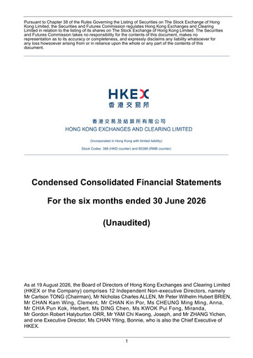 Thumbnail Hong Kong Exchanges & Clearing Financial Statement 2026-h1