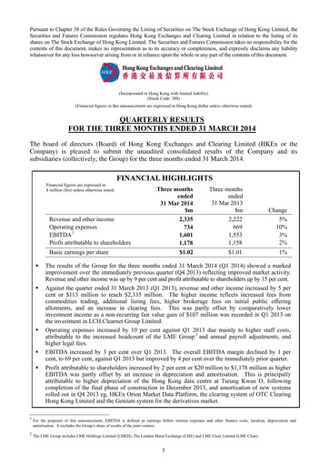 Thumbnail Hong Kong Exchanges & Clearing Quarterly Report 2014-q1