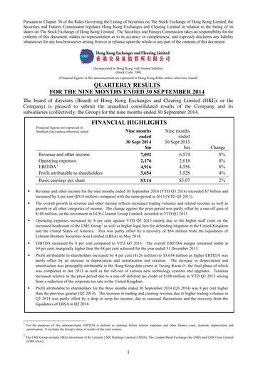 Thumbnail Hong Kong Exchanges & Clearing Quarterly Report 2014-q3