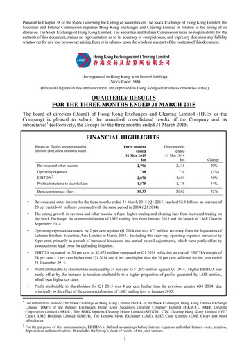 Thumbnail Hong Kong Exchanges & Clearing Quarterly Report 2015-q1