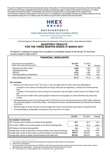 Thumbnail Hong Kong Exchanges & Clearing Quarterly Report 2017-q1