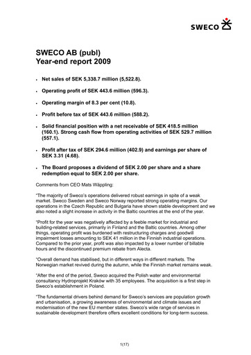 Thumbnail Sweco Financial Statement 2009