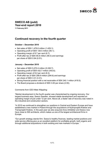 Thumbnail Sweco Financial Statement 2010