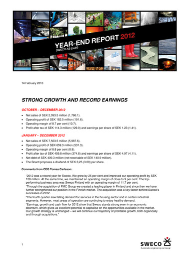 Thumbnail Sweco Quarterly Report 2012-q4