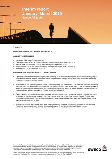 Thumbnail Sweco Quarterly Report 2015-q1