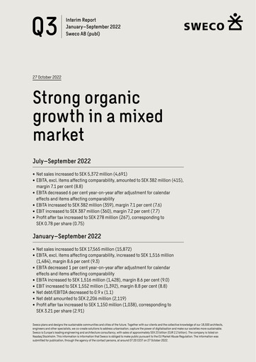 Thumbnail Sweco Quarterly Report 2022-q3