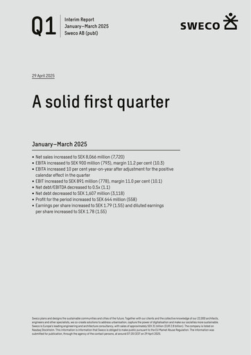 Thumbnail Sweco Quarterly Report 2025-q1