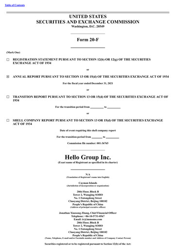 Miniature Hello Group Inc. Rapport annuel 2021