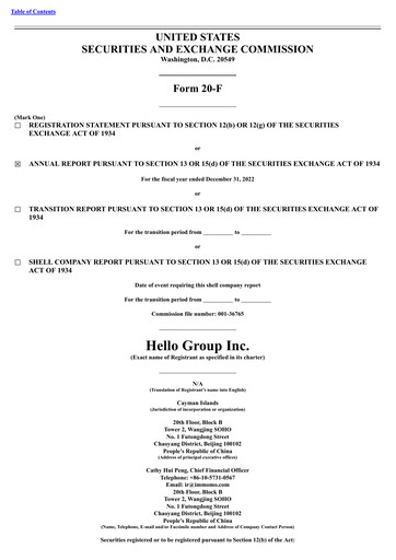 Miniature Hello Group Inc. Rapport annuel 2022