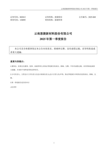 Thumbnail Yunnan Energy New Material Quarterly Report 2025-q1