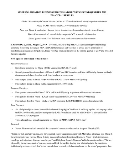 Thumbnail Moderna
 Quarterly Report 2019-q2