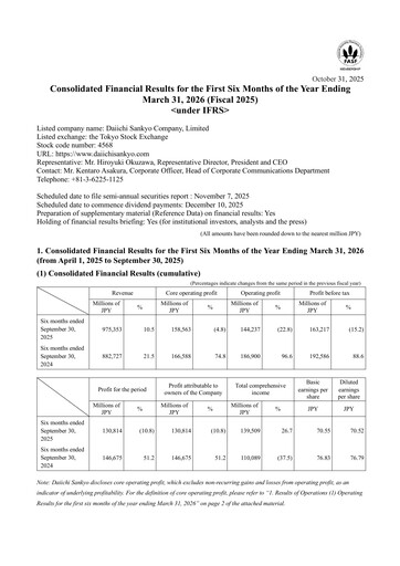 Thumbnail Daiichi Sankyō Half-year Report 2025-h1