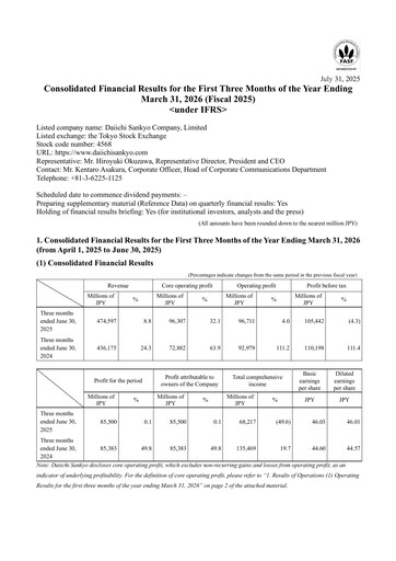 Thumbnail Daiichi Sankyō Quarterly Report 2025-q1