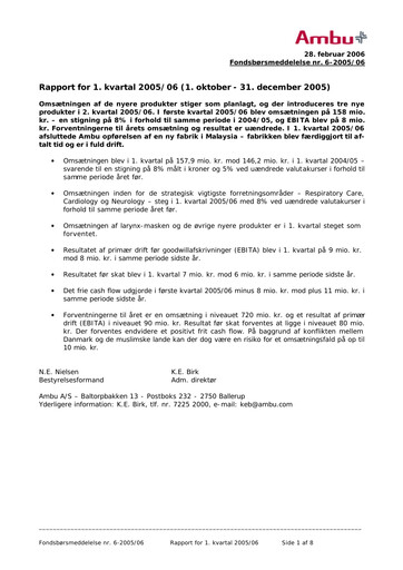 Thumbnail Ambu Quarterly Report 2005-q1