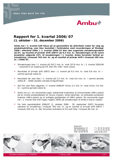 Thumbnail Ambu Quarterly Report 2006-q1