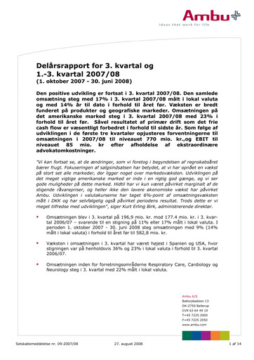 Thumbnail Ambu Quarterly Report 2007-q3
