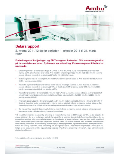 Thumbnail Ambu Quarterly Report 2011-q2