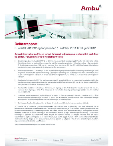 Thumbnail Ambu Quarterly Report 2011-q3