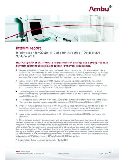 Thumbnail Ambu Quarterly Report 2011-q3
