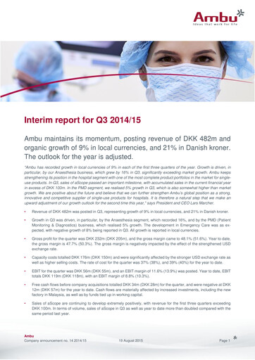 Thumbnail Ambu Quarterly Report 2014-q3