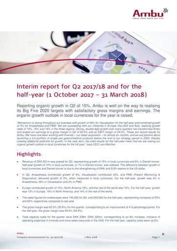 Thumbnail Ambu Quarterly Report 2017-q2
