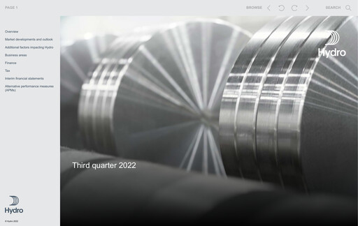 Miniature Norsk Hydro
 Rapport trimestriel 2022-q3