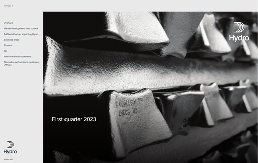 Miniature Norsk Hydro
 Rapport trimestriel 2023-q1