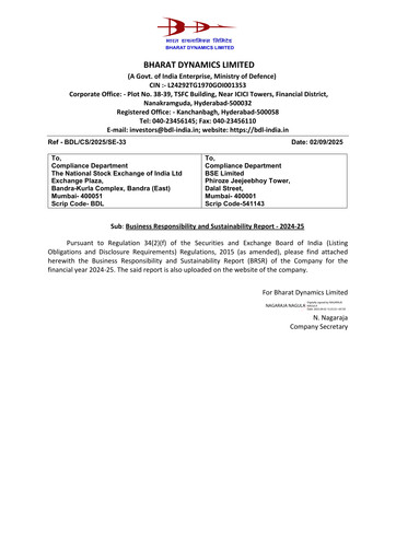 Vorschaubild Bharat Dynamics
 ESG-Bericht 2024-2025
