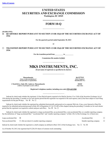 Thumbnail MKS Instruments Quarterly Report 2013-q3