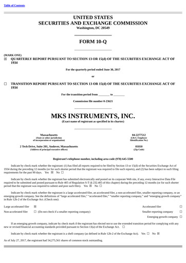 Thumbnail MKS Instruments Quarterly Report 2017-q2