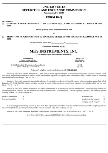 Thumbnail MKS Instruments Quarterly Report 2018-q3