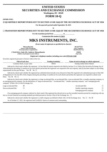 Thumbnail MKS Instruments Quarterly Report 2021-q3
