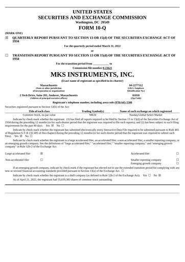 Thumbnail MKS Instruments Quarterly Report 2022-q1