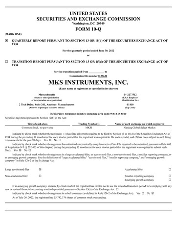 Thumbnail MKS Instruments Quarterly Report 2022-q2