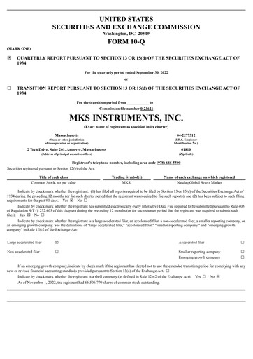 Thumbnail MKS Instruments Quarterly Report 2022-q3