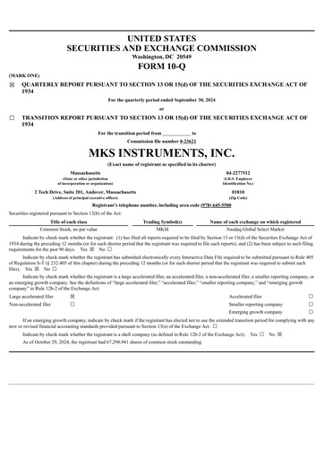 Thumbnail MKS Instruments Quarterly Report 2024-q3