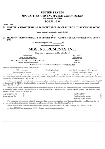 Thumbnail MKS Instruments Quarterly Report 2025-q1