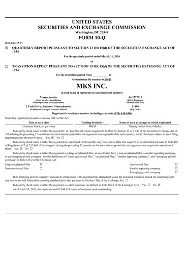 Thumbnail MKS Instruments Quarterly Report 2026-q1