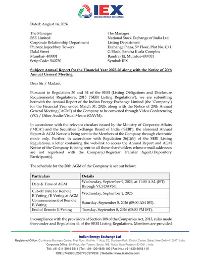 Thumbnail Indian Energy Exchange
 Annual Report 2025-2026