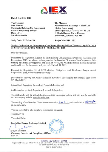 Thumbnail Indian Energy Exchange
 Financial Statement 2018-2019