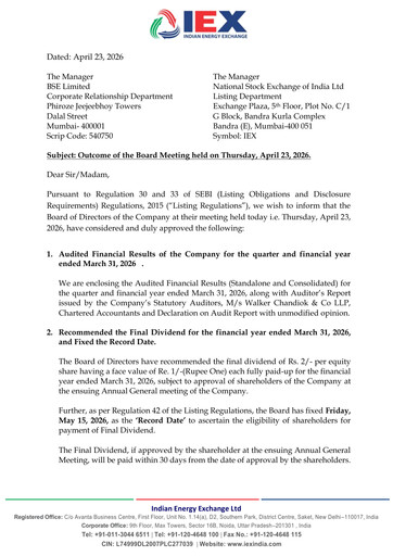 Thumbnail Indian Energy Exchange
 Financial Statement 2025-2026