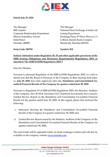 Thumbnail Indian Energy Exchange
 Quarterly Report 2020-q1