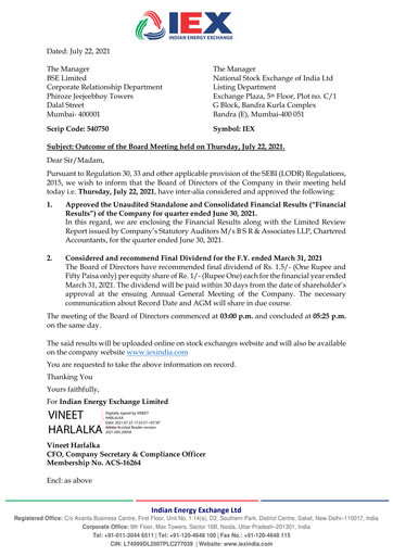 Thumbnail Indian Energy Exchange
 Quarterly Report 2021-q1