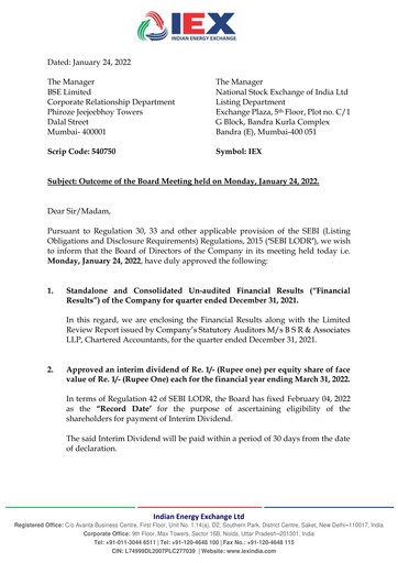 Thumbnail Indian Energy Exchange
 Quarterly Report 2021-q3