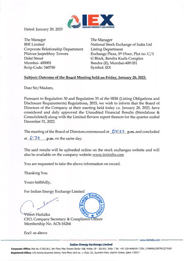 Thumbnail Indian Energy Exchange
 Quarterly Report 2022-q3