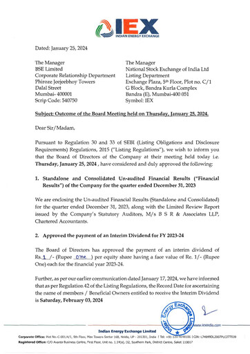 Thumbnail Indian Energy Exchange
 Quarterly Report 2023-q3