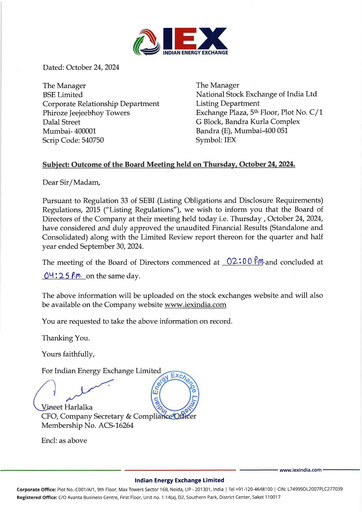 Thumbnail Indian Energy Exchange
 Quarterly Report 2024-q2