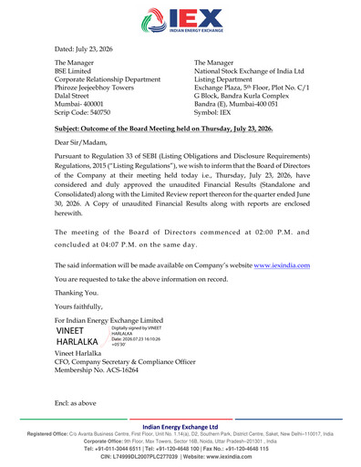 Thumbnail Indian Energy Exchange
 Quarterly Report 2026-q1