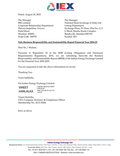 Thumbnail Indian Energy Exchange
 Sustainability Report 2024-2025